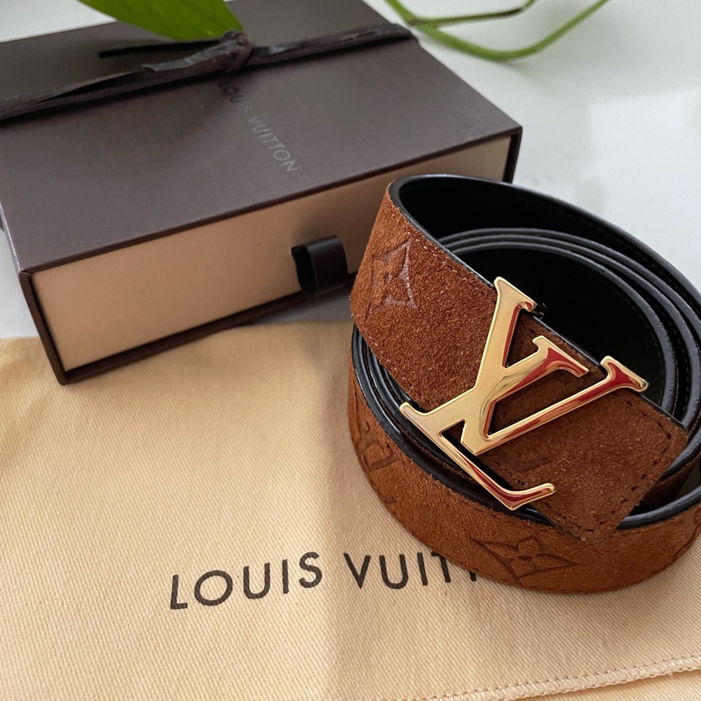 Louis Vuitton Initials Suede Belt, 85cm